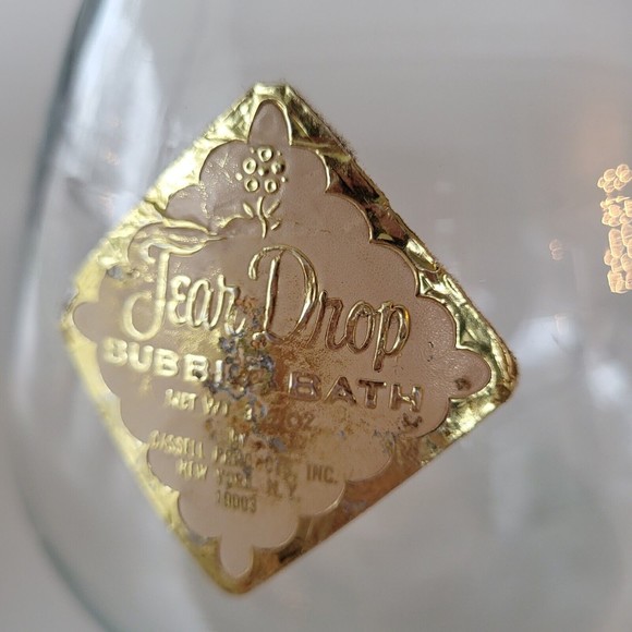 Vintage Glass Bathroom Jar Teardrop Bubble Bath 1950s Mid Century - Picture 2 of 8